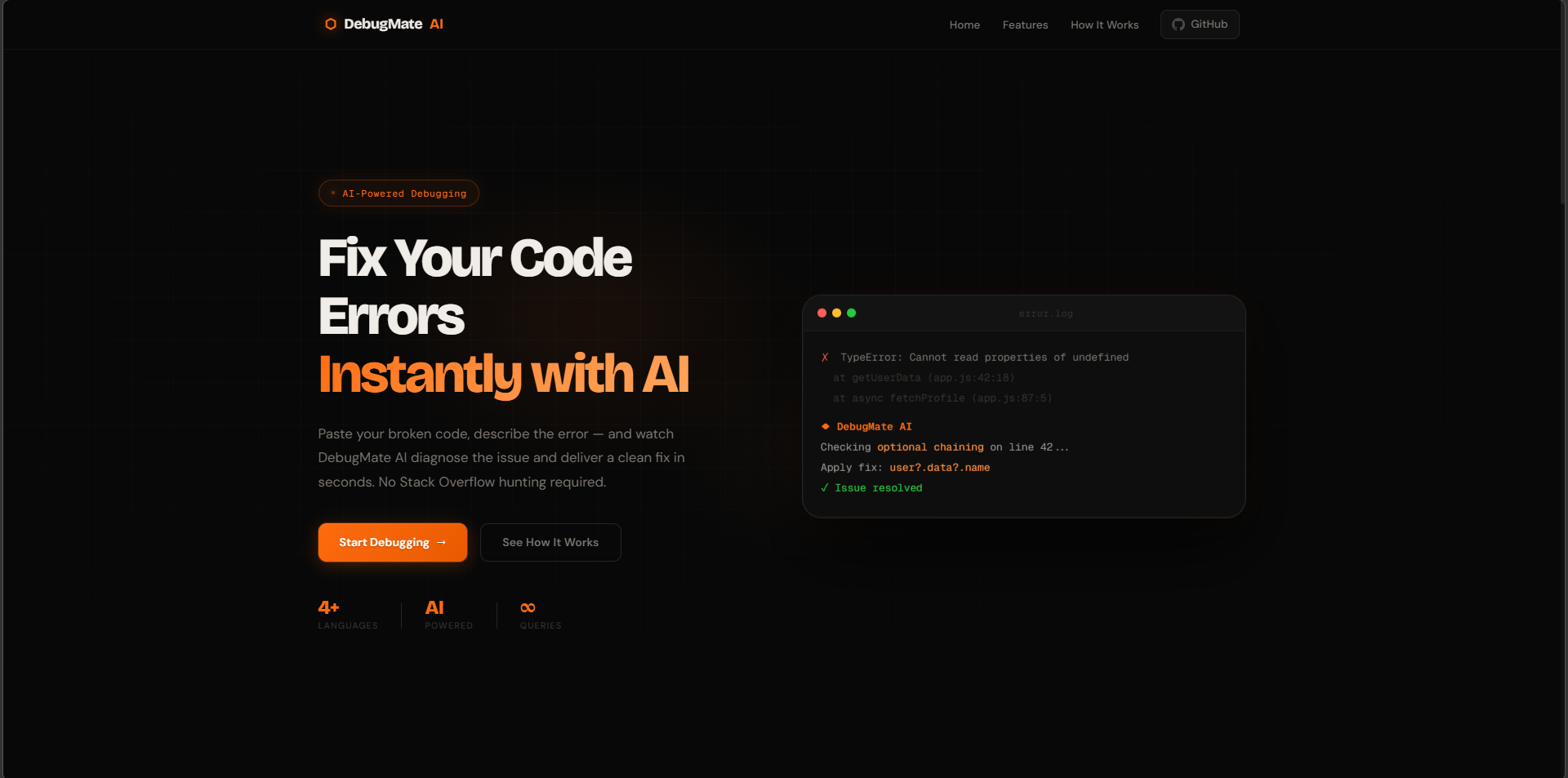DebugMate AI - Smart Code Error Solver by Shaheer Sultan
